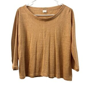 POETRY Women's Mustard Yellow Striped Linen Dolman Sleeve Top Size US 8